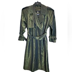 London Fog Metallic Brown/Green Trench‎ Coat size 10 petite women’s very unique